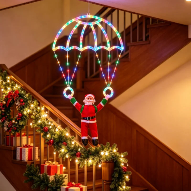 Parachute Lights LED Christmas Santa Claus USB Powered for Roof Eave Balcony Garden Yard Festival Atmosphere Party Holiday Decor