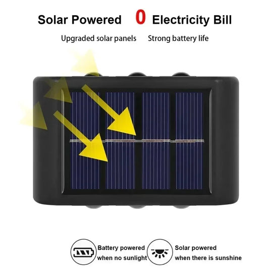 Solar Wall Lamp Outdoor Waterproof Solar Powered Light 4LED Beads UP and Down Illuminate Home Garden Yard Decoration Wall Light