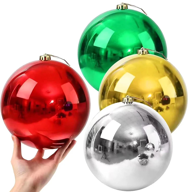 1Pc 12/15/20CM Shiny Christmas Bauble Ball - Hanging Tree Ornament Decoration for Home Bar Party Wedding Xmas Holiday Decor