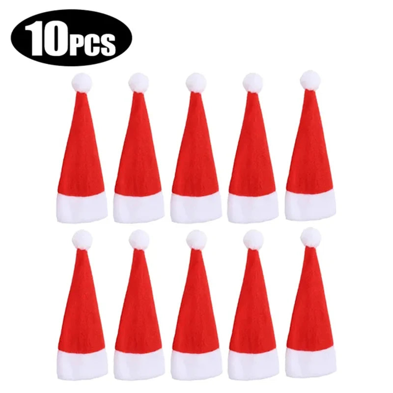 Mini Santa Hat Cutlery Holders – Festive Christmas Dinner Tableware Pouch for Fork & Knife, Holiday Dinner Party Decor & Favor