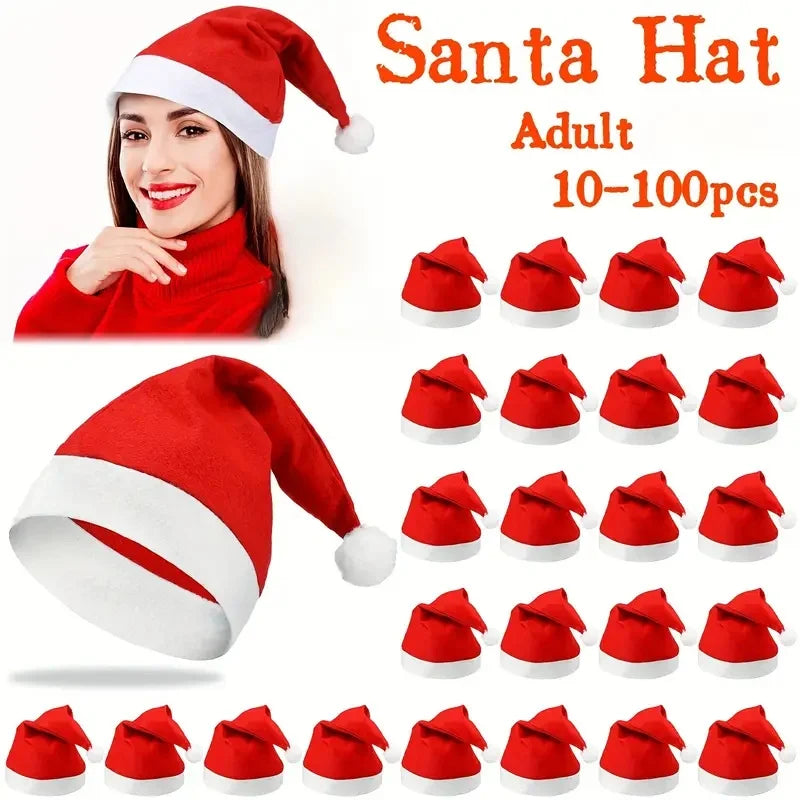 Classic Adult Christmas Santa Hats Bulk Pack – Non-Woven Red & White Holiday Hats for Christmas Party Favors, School & Office Celebrations