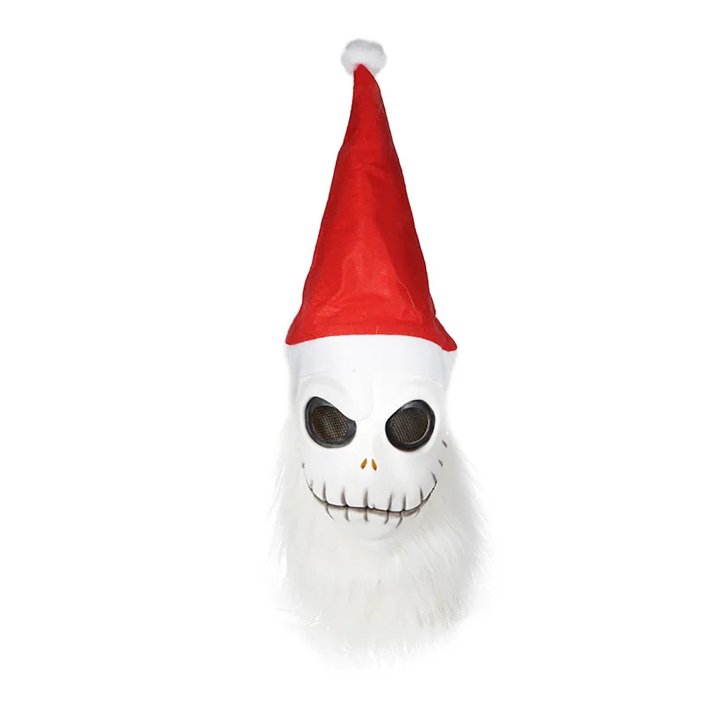 Jack Skellington Santa Latex Mask with Hat & Beard – The Nightmare Before Christmas Cosplay Costume Prop for Halloween & Xmas Party