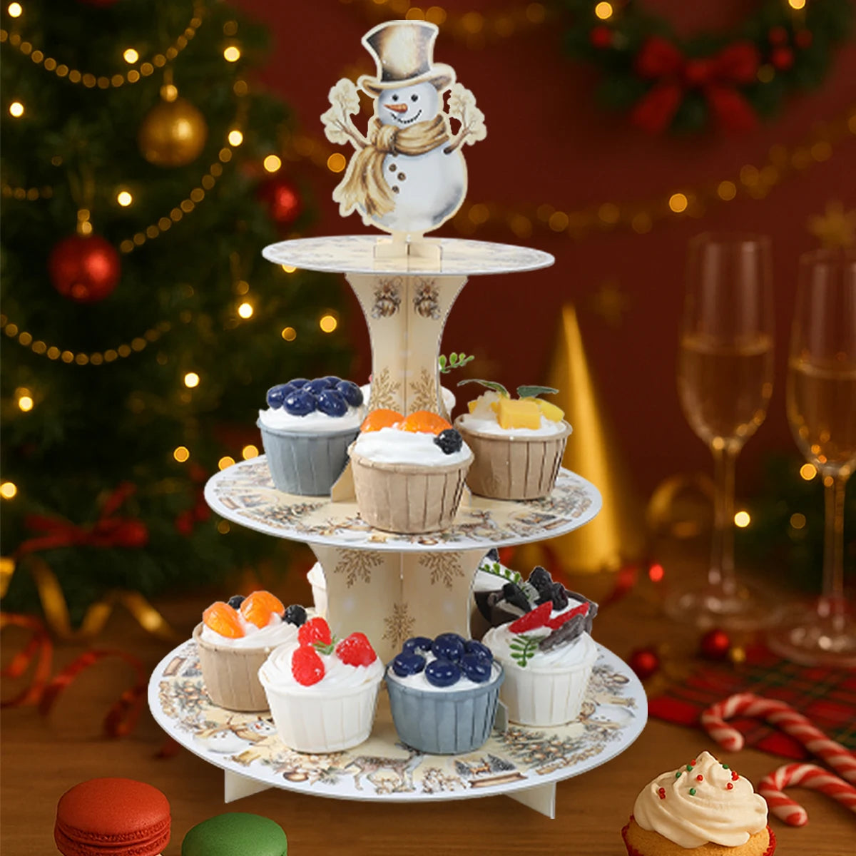 3 Tier Christmas Cake Stand Christmas Decoration for Home 2025 Cake Dessert Stand Xmas Ornament Navidad Natal New Year Gift 2026