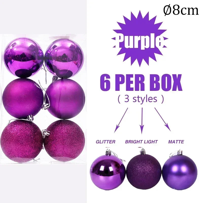 4/6/8cm Christmas Ball Shatterproof Hanging Christmas Baubles Laser and Matte Styles Home Festival Party Xmas Decorative Balls