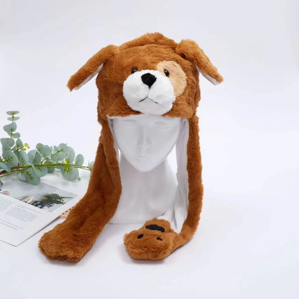 Funny Moving Ears Plush Hat – Airbag Flapping Animal Ear Beanie, Cute Santa, Reindeer & Halloween Cosplay Costume Hat for Kids & Adults
