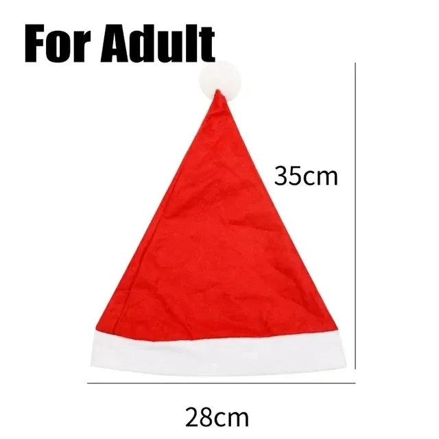 Red Christmas Hats for Adults Kids Non-woven Fabric Santa Claus Xmas Hats Cap Merry Christmas New Year Festival Party Decoration