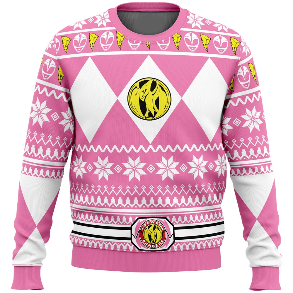 Men's and Women's Autumn_Winter New Mighty Morphin Multi Color Ranger Power Ranger Ugly Christmas Sweater Christmas Party Hoodie