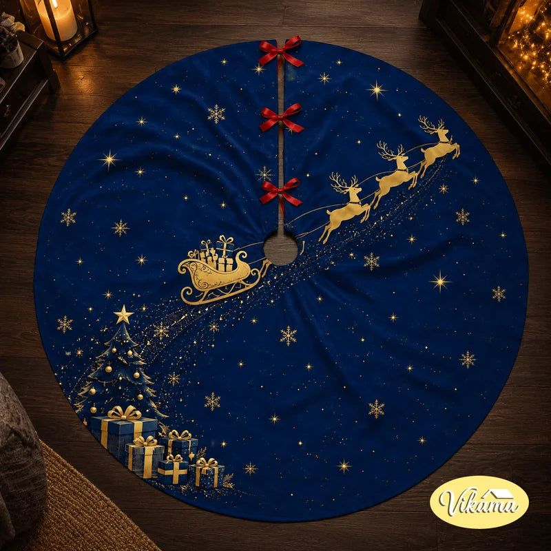 Premium Holiday Christmas Tree Skirt – Foldable Floor Mat with Vivid Festive Patterns, Washable Tree Base Cover for Home Party & Holiday Decor