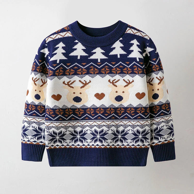Christmas Family Sweaters Parent-Child Matching Pollover Father Mother Kids Clothing Xmas 2025 New Cartoon Knitted Jumper
