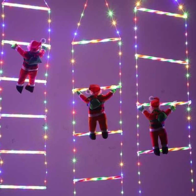 1.5/3M Christmas Decoration LED Santa Claus Climbing Ladder Light USB Plug 8 Flashing Modes Suitable Home Xmas Tree Wall Window