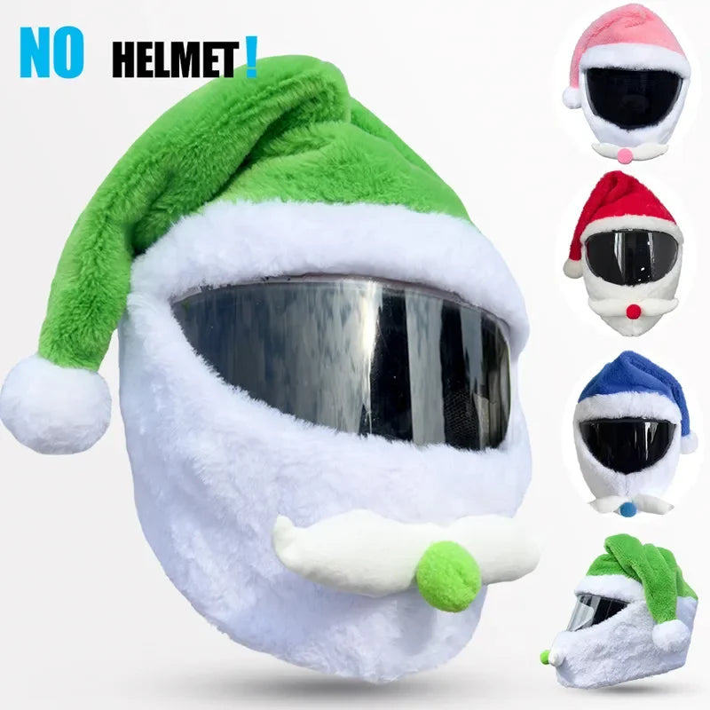 Christmas Motorcycle Full Helmet Plush Cover Creative Santa Claus Motorcycle Helmet Hat Personalized Ride Christmas Gift
