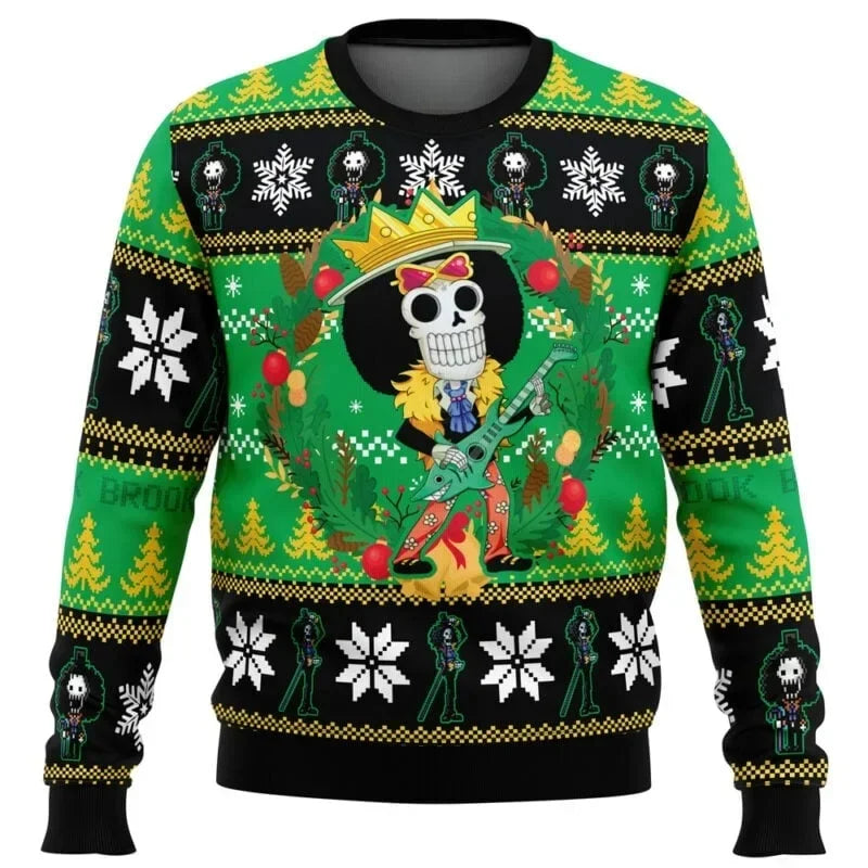 New Sweater Japanese Anime Luffy Zoro One Piece 3D Hoodie, Christmas Jersey, Round-neck Shirt for Pullover Men FamilyMatching