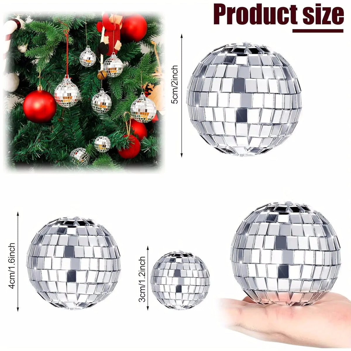 10-30pcs Mini Disco Ball Ornaments Reflective Glass Silver Baubles for Mardi Gras Disco Party Decor Sparkling Christmas DIY Gift