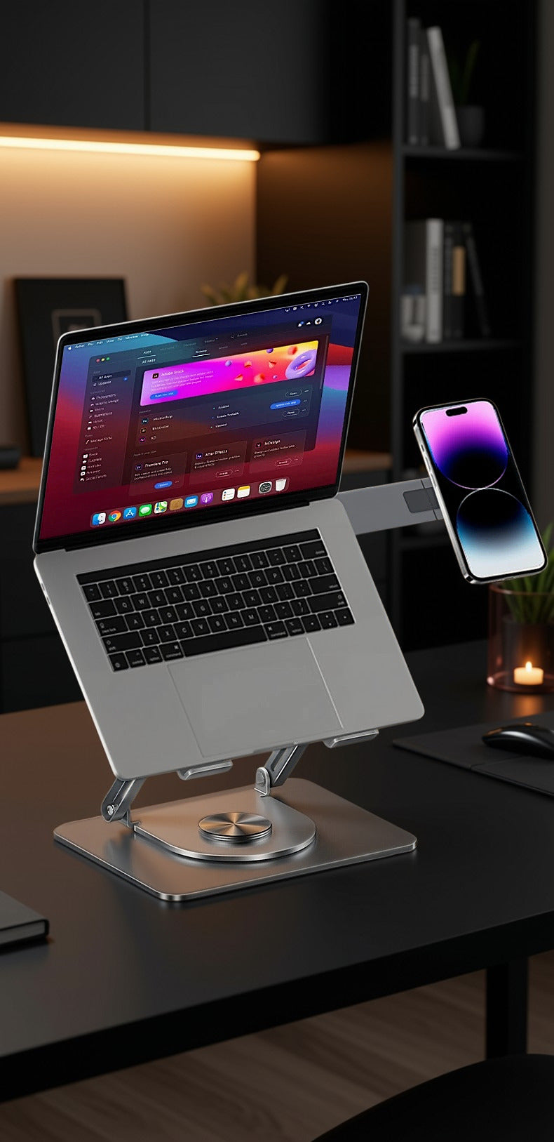 Axis Pro 360° Aluminum Workspace Stand | Magnetic Dual-Screen Ecosystem