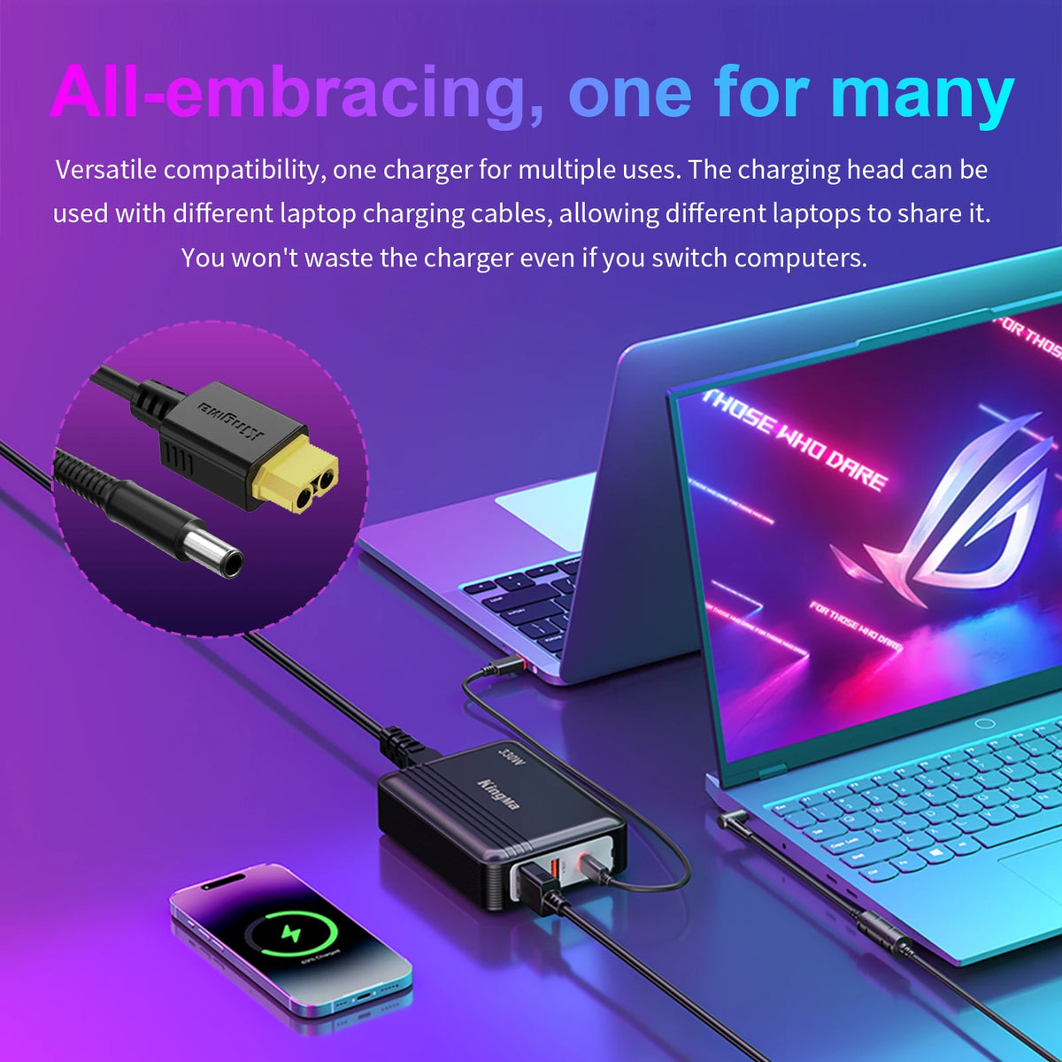 330W GaN Charger Laptop, XT60 to DC Cable Adapter,  Compatible with Lenovo, ASUS, Dell, Alienware, HP, Acer, MSI, Razer, Xiaomi