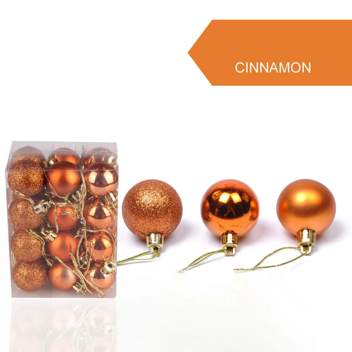 24pcs 3cm Glitter Christmas Ball Ornament Hanging Bauble Ball Gold Pink Champagne Christmas Tree Decorations New Year Gift
