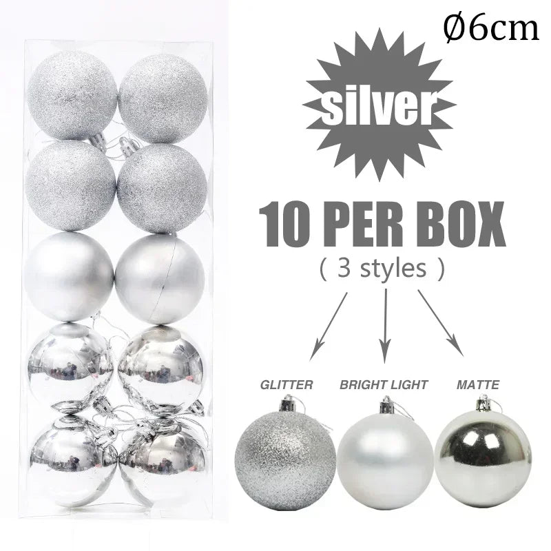 4/6/8cm Christmas Ball Shatterproof Hanging Christmas Baubles Laser and Matte Styles Home Festival Party Xmas Decorative Balls