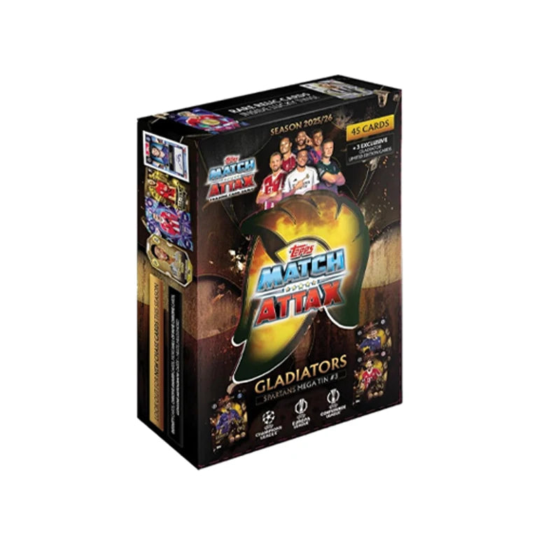 Topps UCC Match Attax 2025/26 Random Mega Tin Contains 45 Match Attax Cards Plus 3 Exclusive Gladiators LE Cards Collection