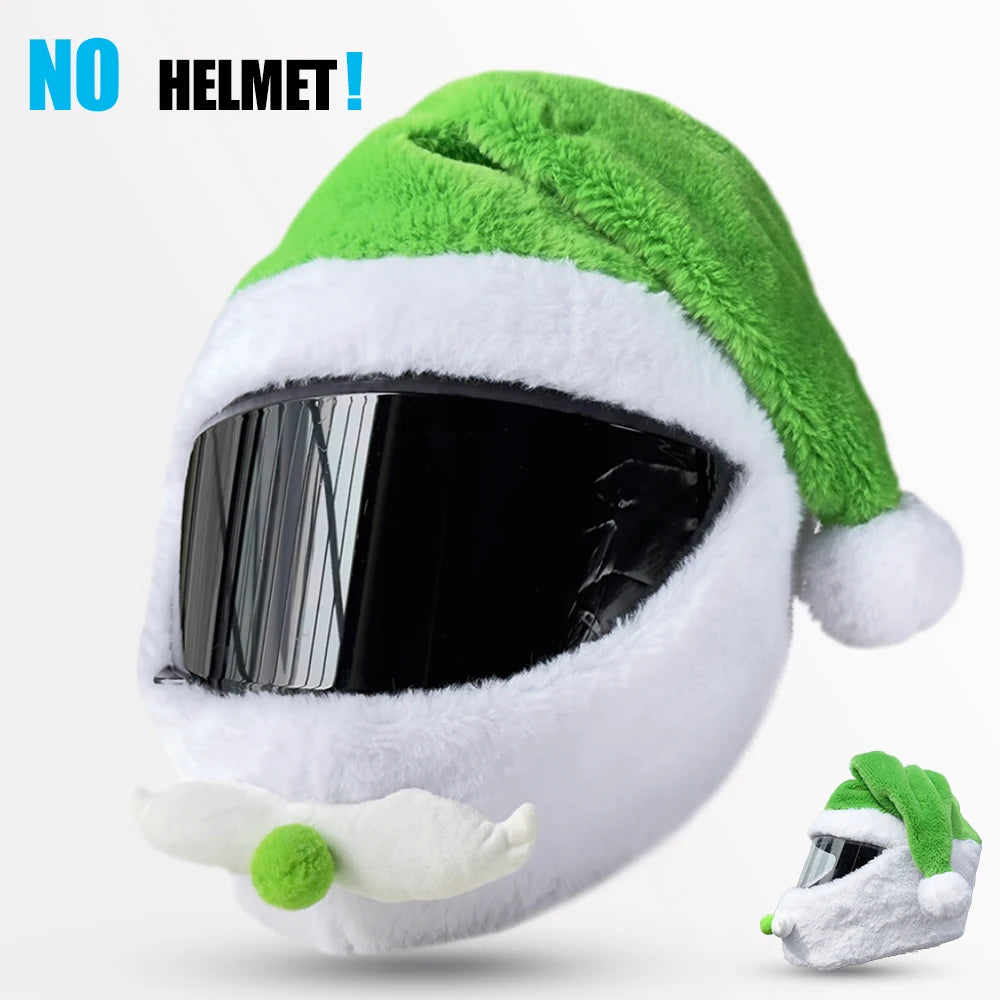 Christmas Motorcycle Full Helmet Plush Cover Creative Santa Claus Motorcycle Helmet Hat Personalized Ride Christmas Gift