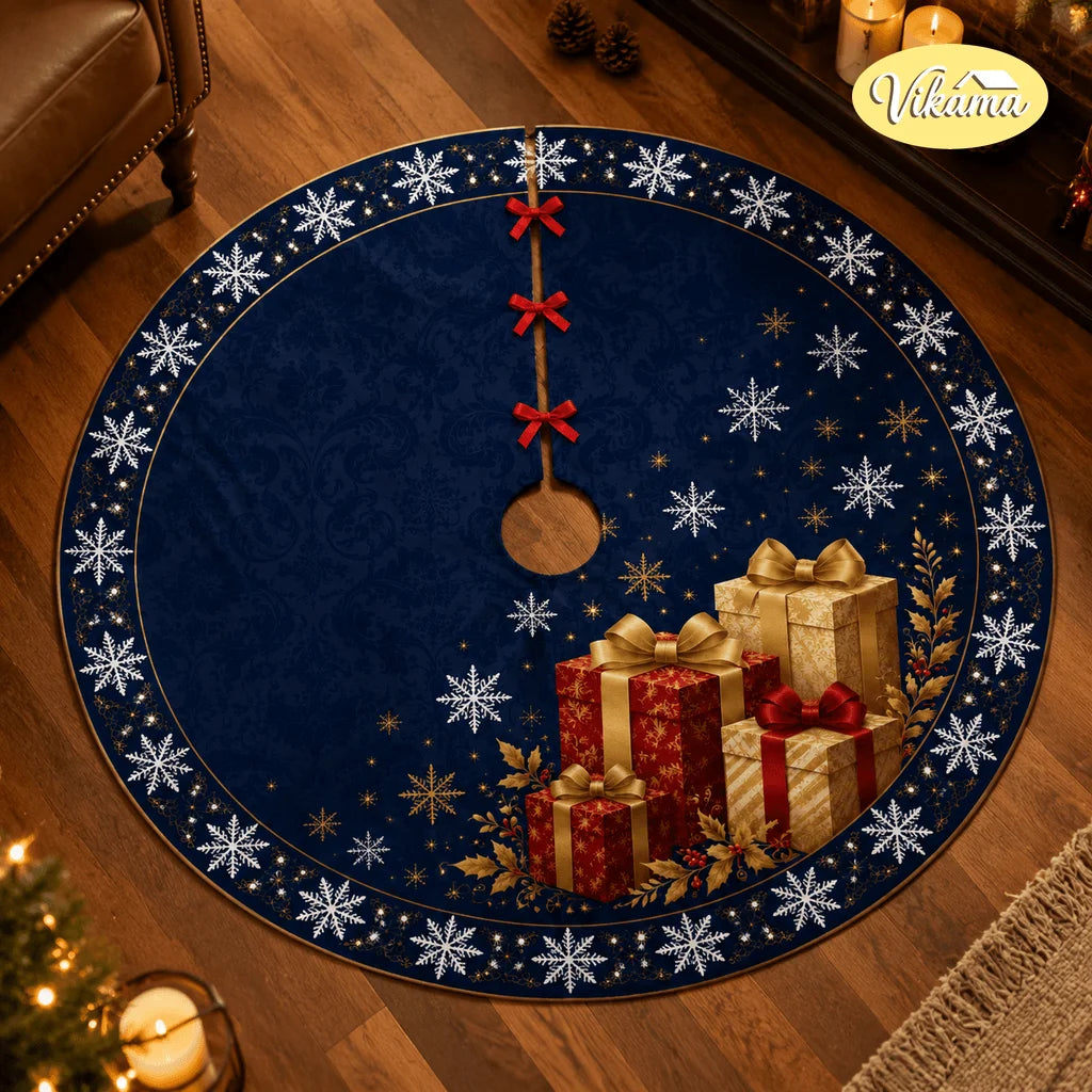 Premium Holiday Christmas Tree Skirt – Foldable Floor Mat with Vivid Festive Patterns, Washable Tree Base Cover for Home Party & Holiday Decor