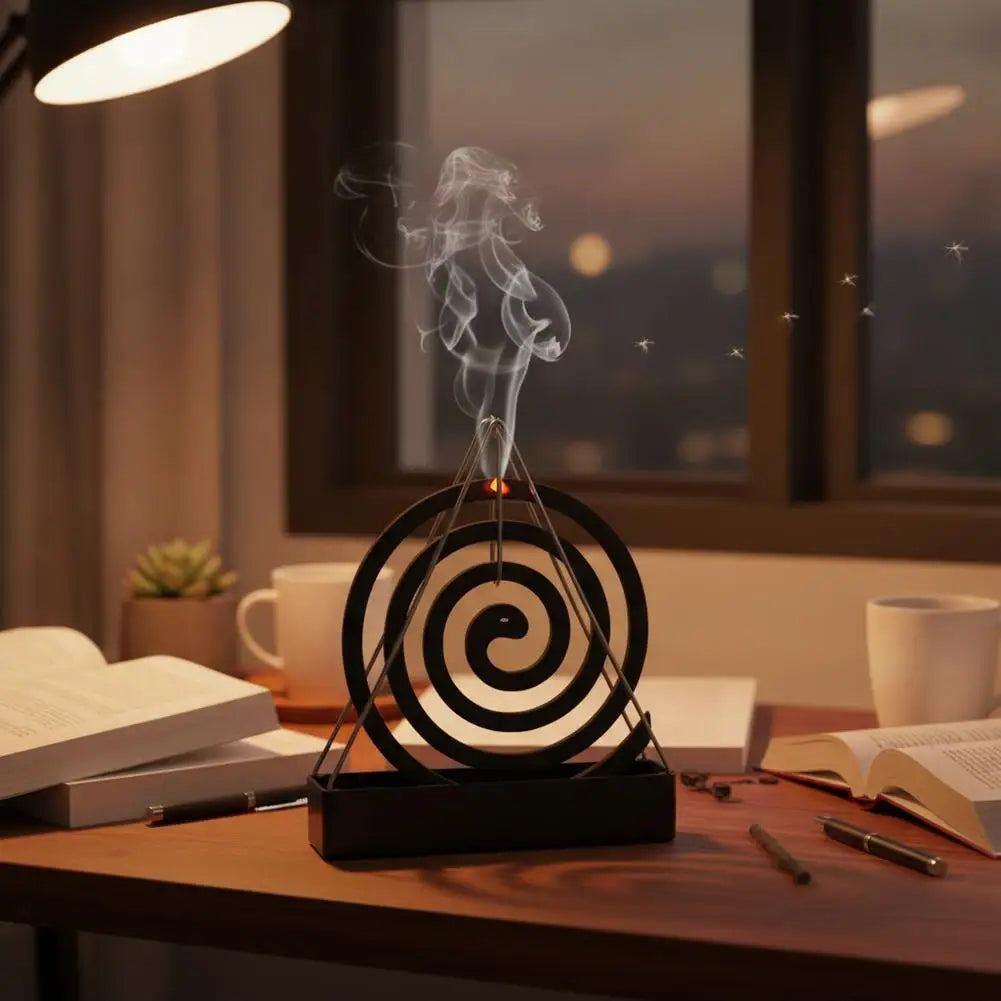 Iron Mosquito Coil Holder With Tray Incense Holders Coil Incense Burner Frame Repellent Incense Rack For Household Bedroom Patio