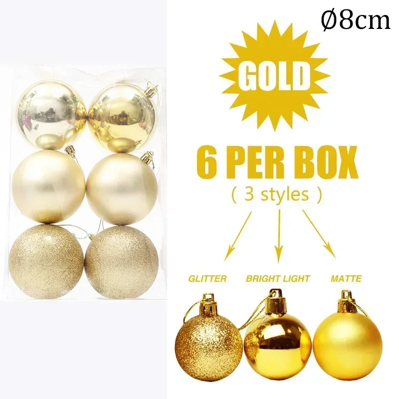 4/6/8cm Christmas Ball Shatterproof Hanging Christmas Baubles Laser and Matte Styles Home Festival Party Xmas Decorative Balls
