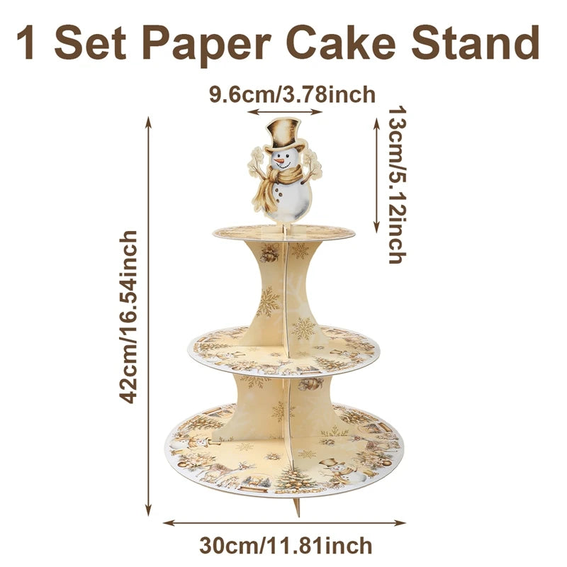 3 Tier Christmas Cake Stand Christmas Decoration for Home 2025 Cake Dessert Stand Xmas Ornament Navidad Natal New Year Gift 2026