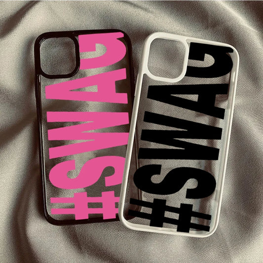 SWAG Bold Letter Phone Case for iPhone 16 15 Pro Max 14 13 11 12 Pro Max 17Air 16E X XR XS Max 7 8 Plus SE 2022 Shockproof Cover