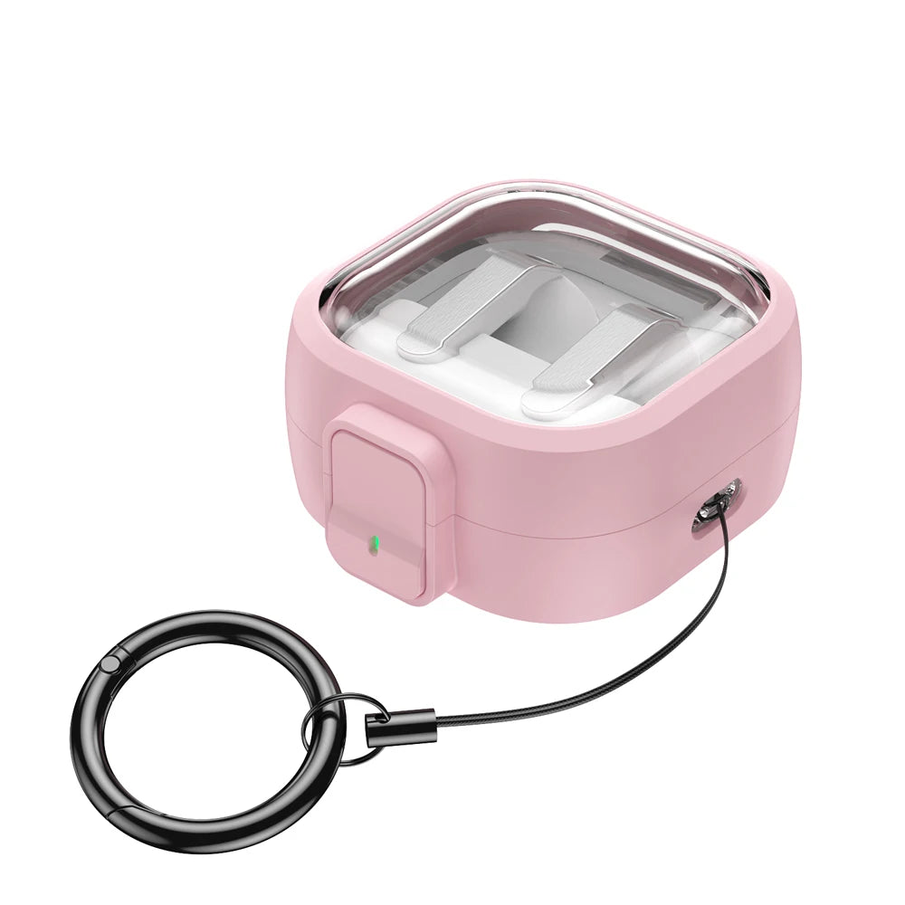 Security Lock Transparent Cover For Samsung Galaxy Buds 4 / Buds 4 Pro Earbuds Protection Case With Keychain For Buzz4 Pro Coque