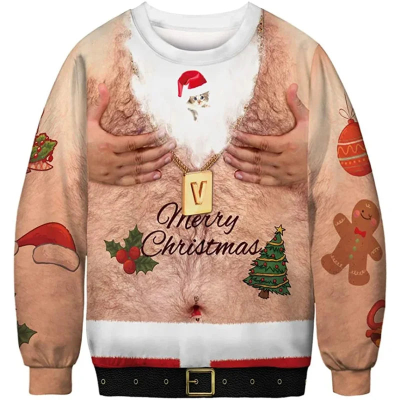 Ugly Christmas Sweatshirt - Men 3D Printed Loose Pullover