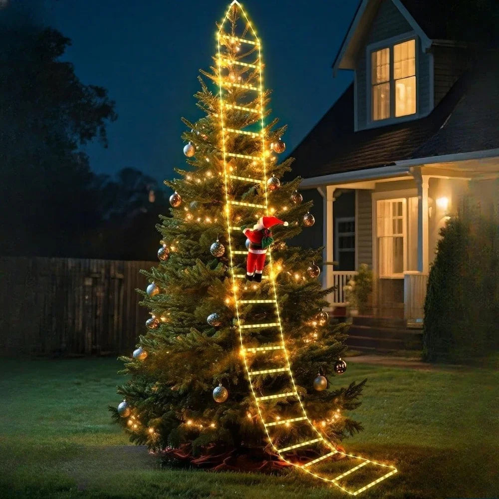 Santa Claus Climbing Ladder - Christmas LED Tree Ornament