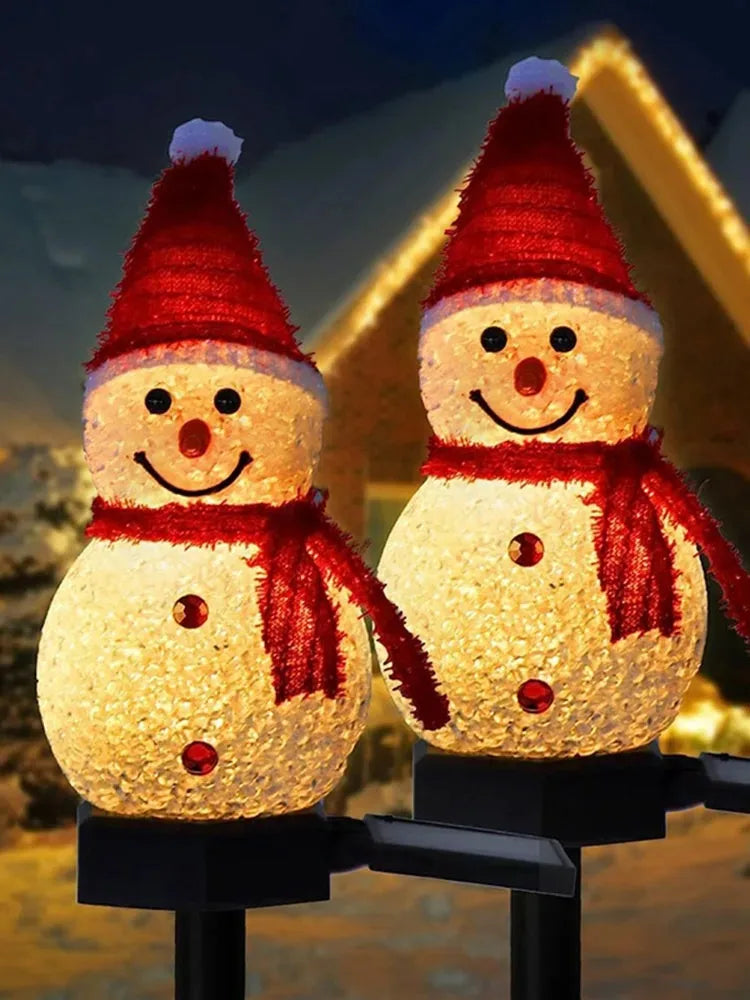 Snowman Solar Lights - Outdoor Christmas Stake Decorations