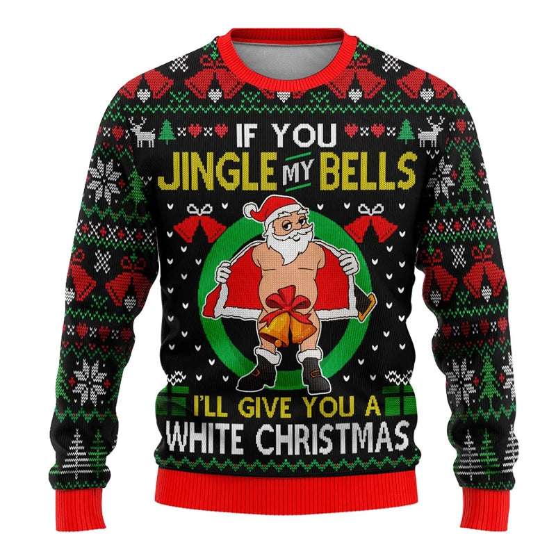 Ugly Christmas Sweater - Cartoon Santa Graphic Sweatshirt