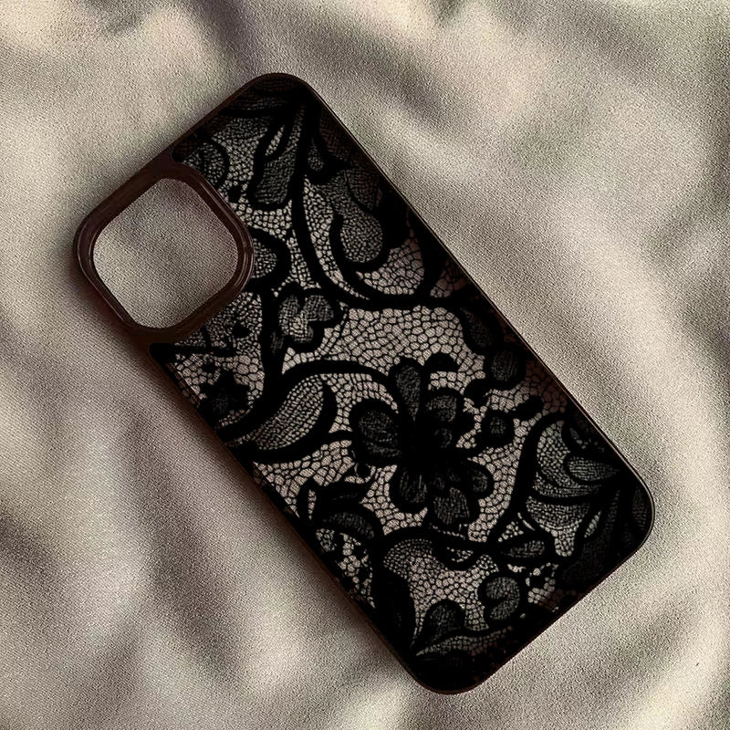 Black Lace Phone Case - Vintage Luxury TPU Protective Cover