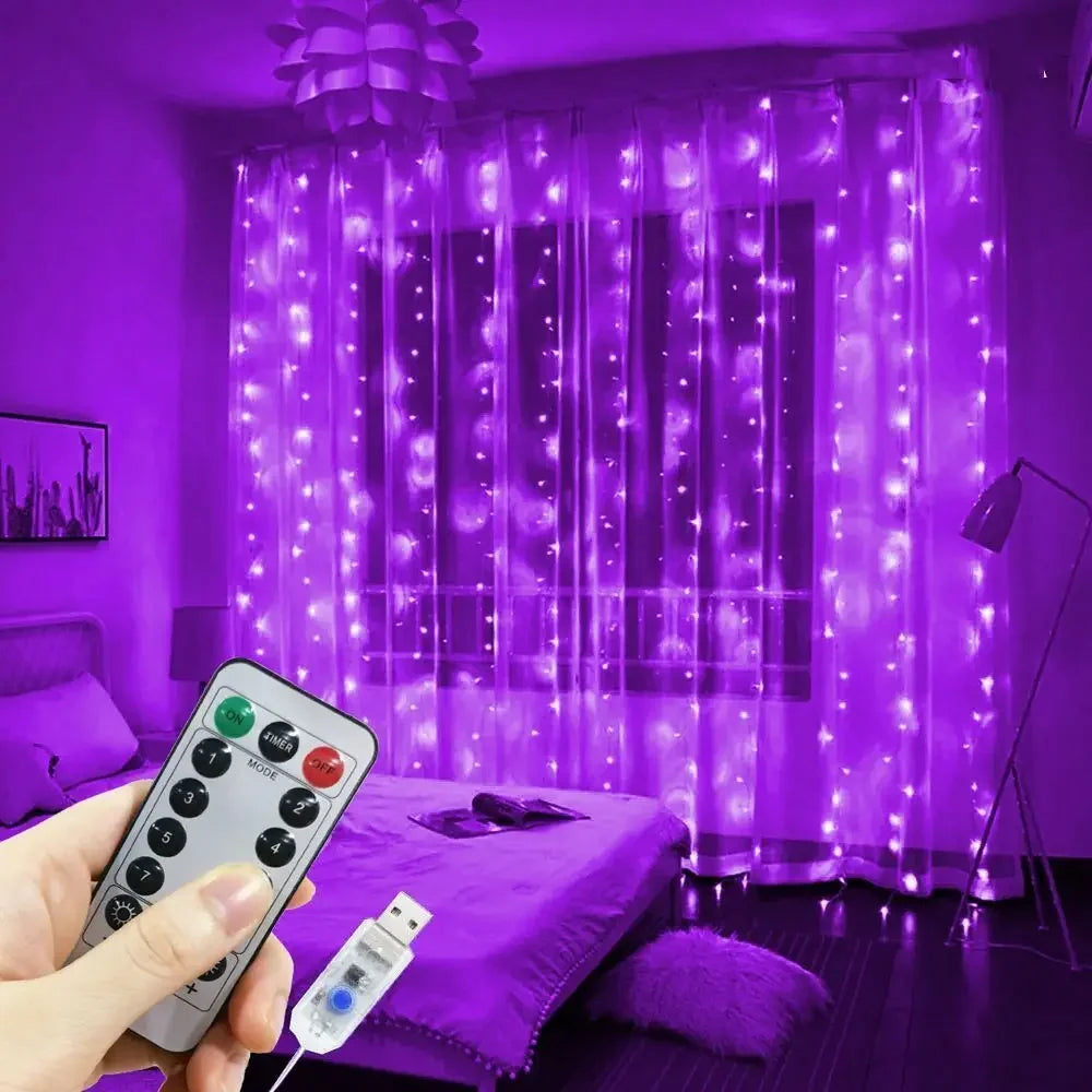 USB Fairy Garland Lights - 8 Modes Curtain String Lights