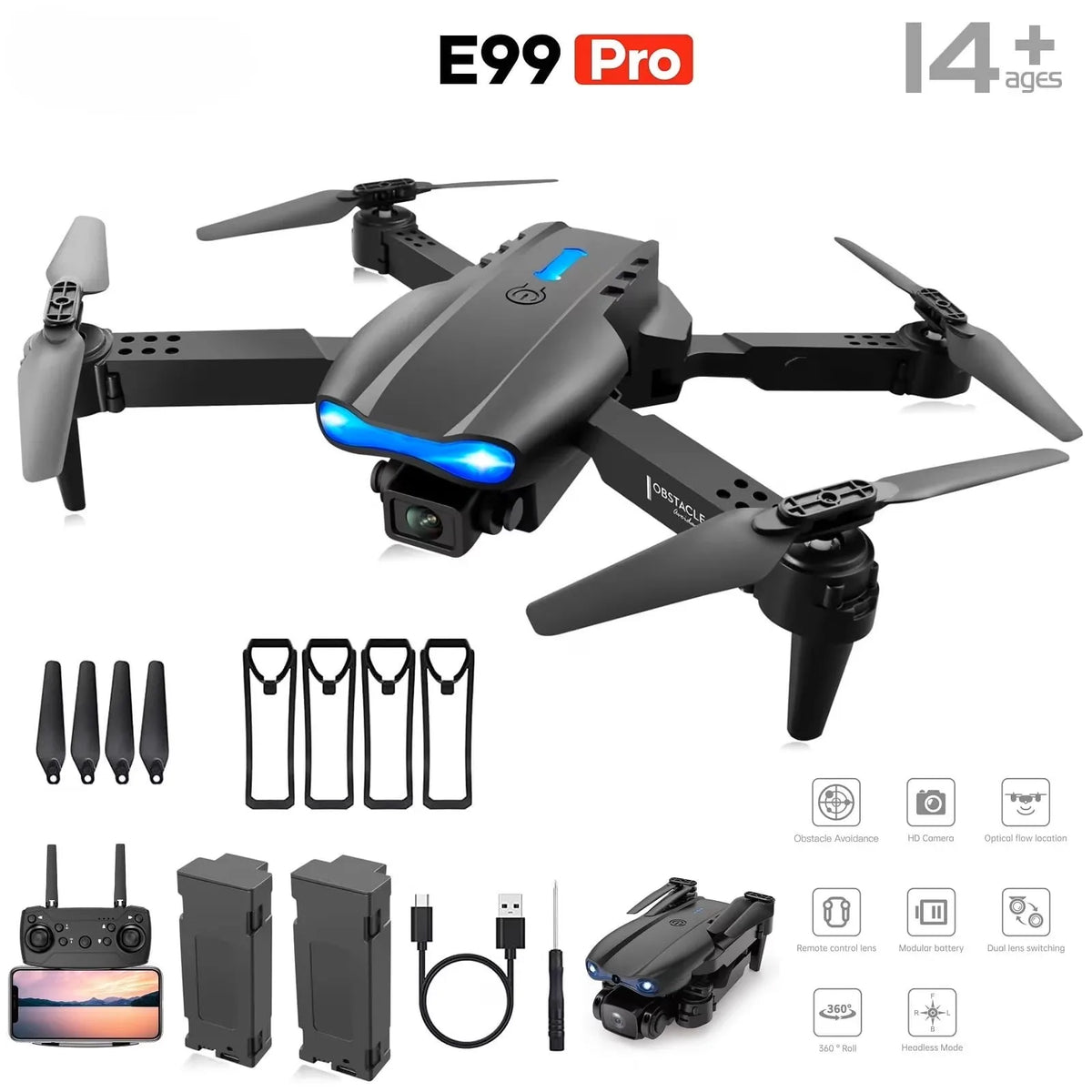 E88 PRO MAX Foldable Drone - 8K Dual Camera Quadcopter