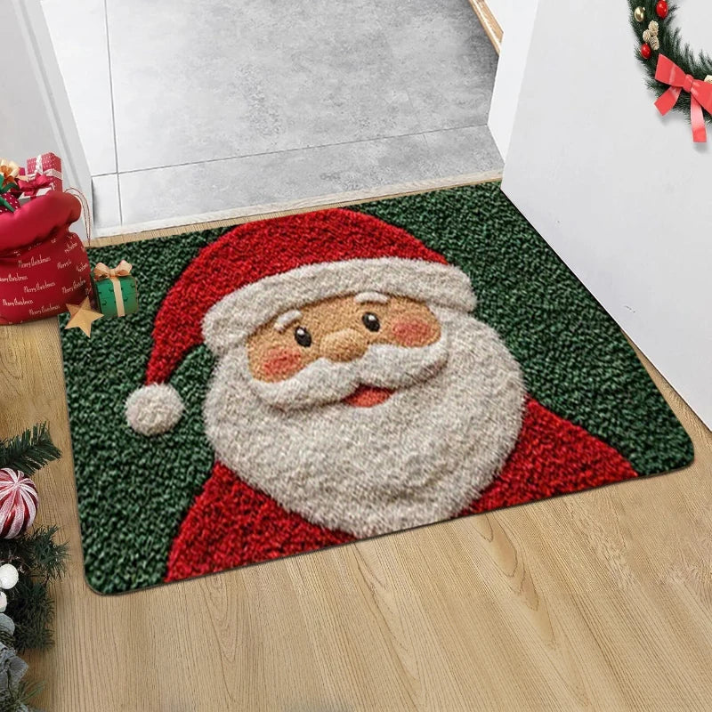 Christmas Door Mat - Red Santa & Gingerbread Man Floor Mat