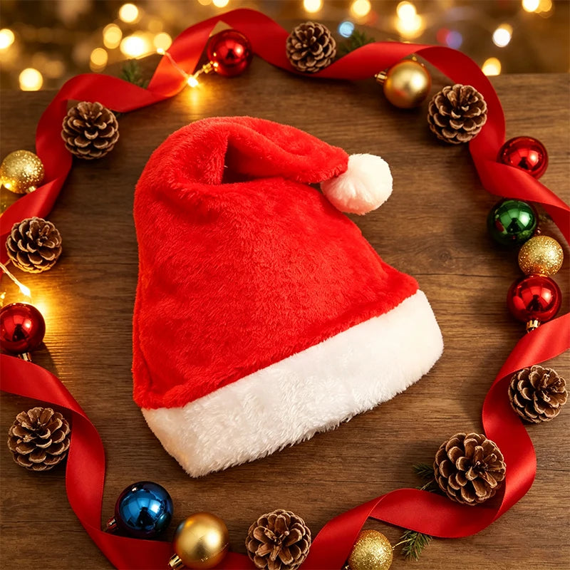 Christmas Santa Hat - Plush Knitted Adult Holiday Party Costume