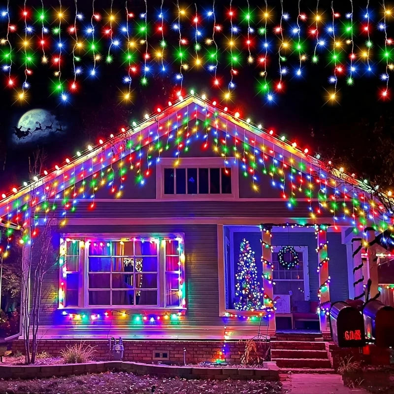 Solar Curtain Icicle Light - Outdoor Eaves & Garden Decor