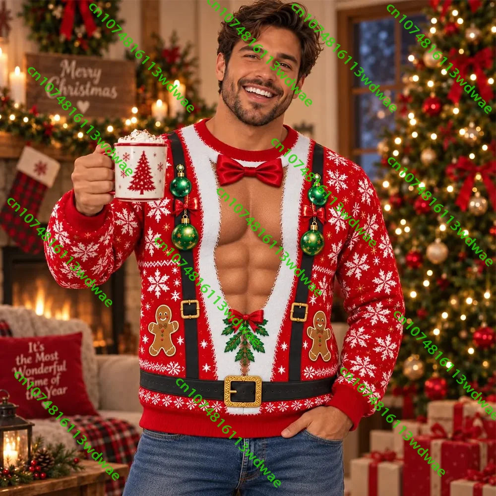 Couple Christmas Ugly Sweatshirt - 3D Body Print Party Outfit