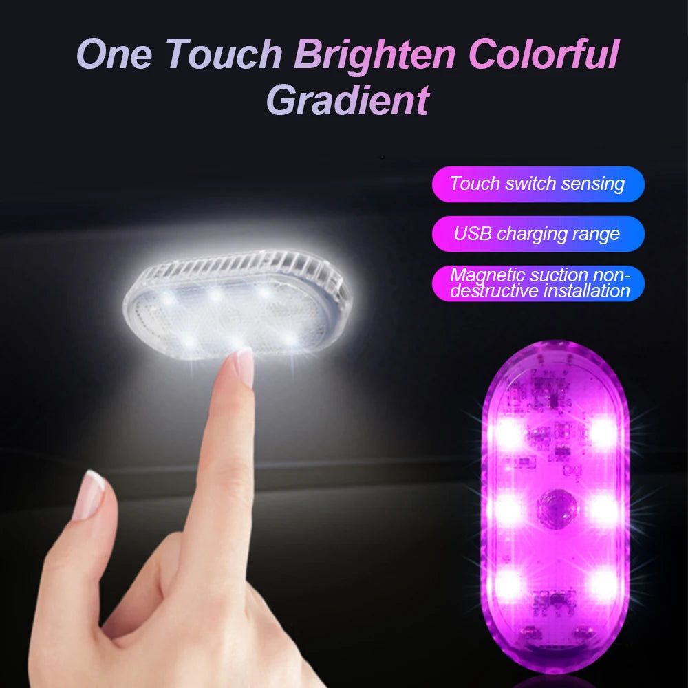 Wireless Car LED Touch Light - USB Charging Roof Reading Lamp
