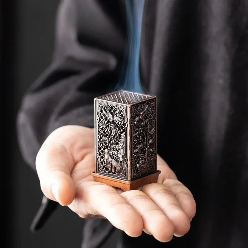 Vertical Incense Burner - Square Alloy Aromatherapy Holder