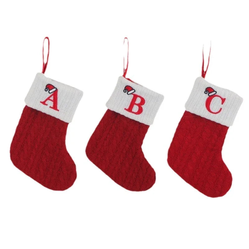Christmas Stockings - Alphabet Knitting Socks Tree Ornaments Gift
