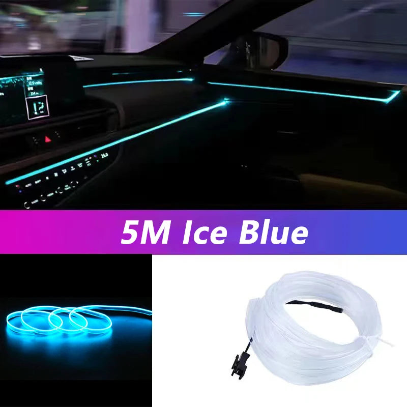 Car Interior LED Strip Light - 5M Neon EL Wire Ambient Lamp