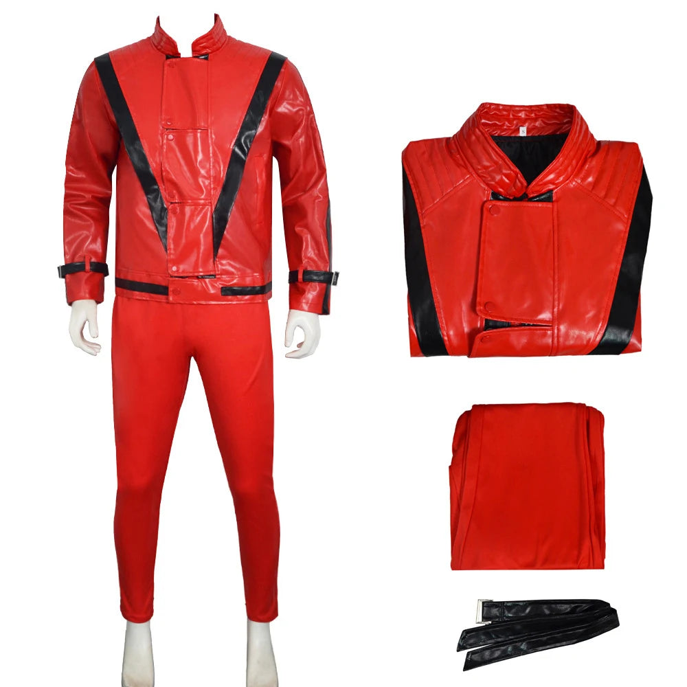 Michael Jackson Costume - Red Faux Leather Stage Outfit