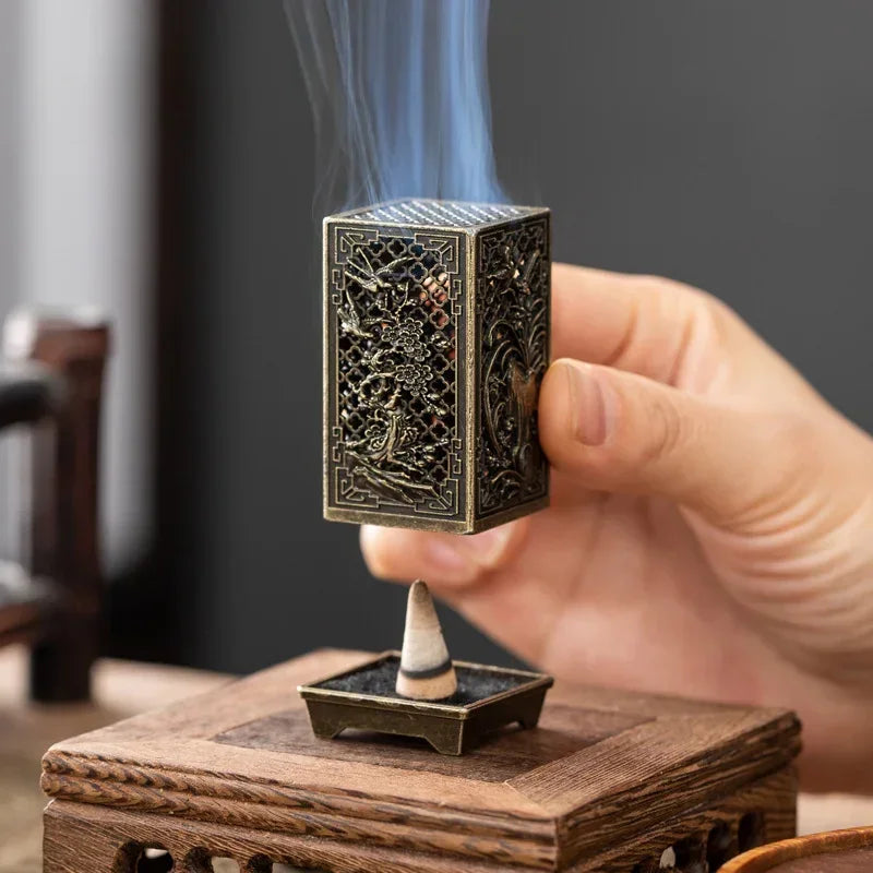 Vertical Incense Burner - Square Alloy Aromatherapy Holder