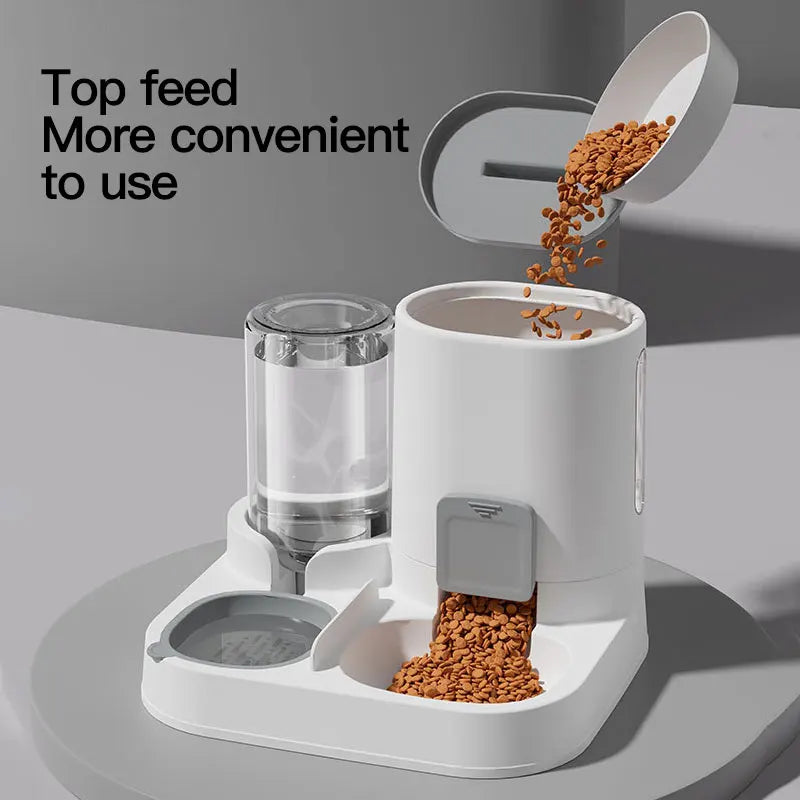 1-Pack Automatic Gravity-Fed Cat Water Dispenser & Feeder - Spill-Proof Large Capacity One-Piece Design,