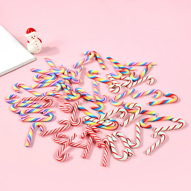 Mini Candy Cane - Red White Resin DIY Crafts Xmas Pendant