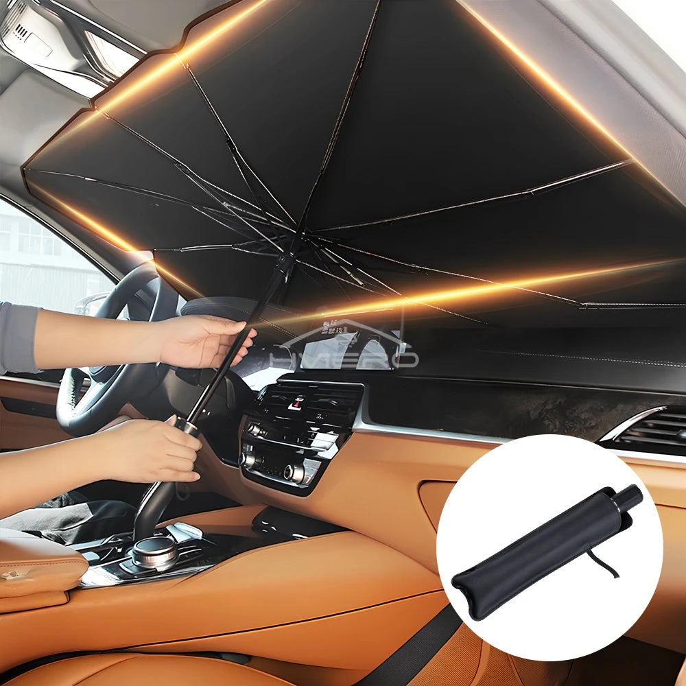 Car Windshield Sunshade - Foldable Umbrella Style Front Cover
