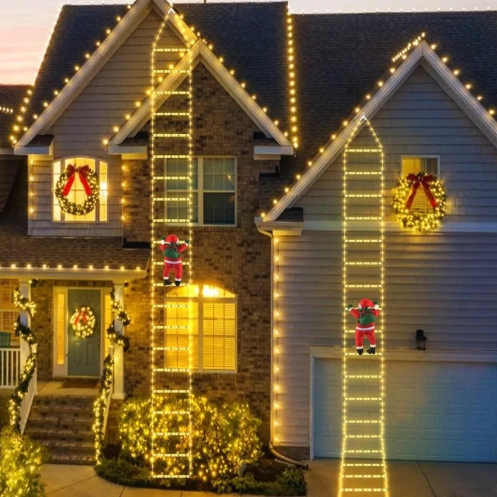 Santa Claus Climbing Ladder - Christmas LED Tree Ornament